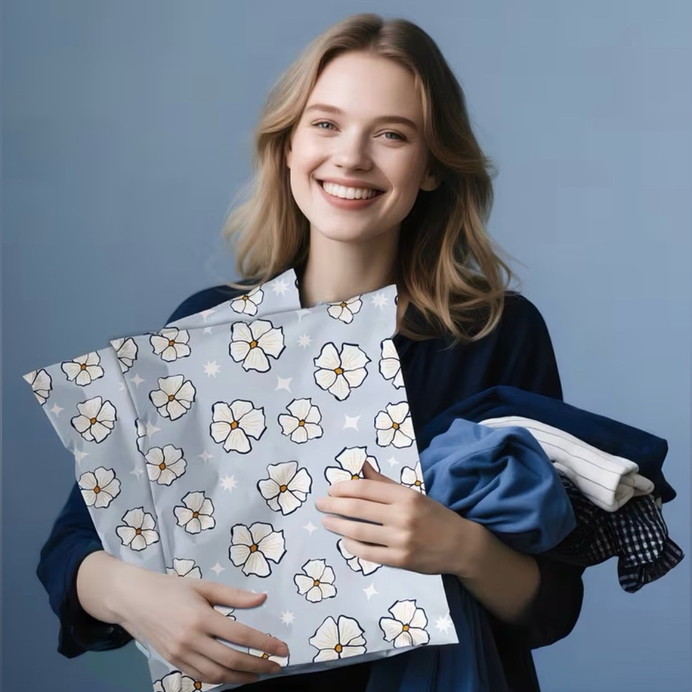 Set of 20 14.5โ x 19โ Floral Blossom Poly Mailers - Picture 3 of 4